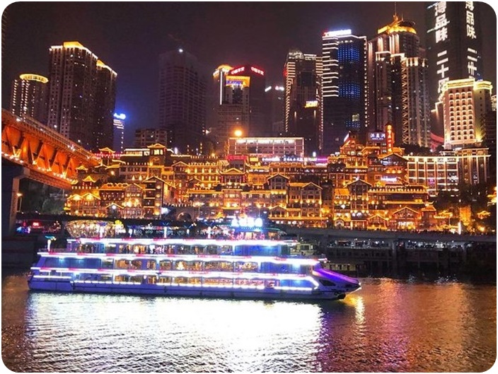 ล่องเรือแม่น้ำเหลียงเจียงชมวิวฉงซิ่งตอนกลางคืน chongqing liangjiang night cruise